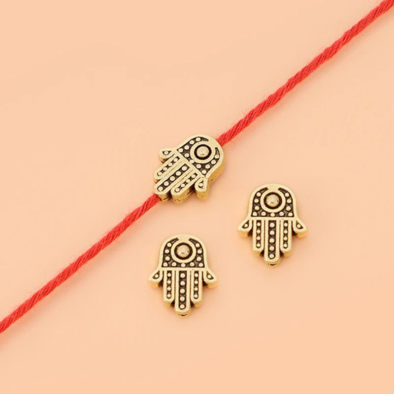 100pcs Antique Hamsa Hand Spacer Beads for DIY Bracelet Necklace