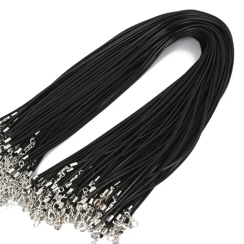 100pcs Bulk 1-2MM Wax Leather Snake Necklaces Cord String Rope Wire Chain