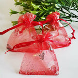 100pcs Butterfly Organza Jewelry Bags Drawstring Pouch Gift Bags Christmas Packa