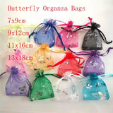 100pcs Butterfly Organza Jewelry Bags Drawstring Pouch Gift Bags Christmas Packa