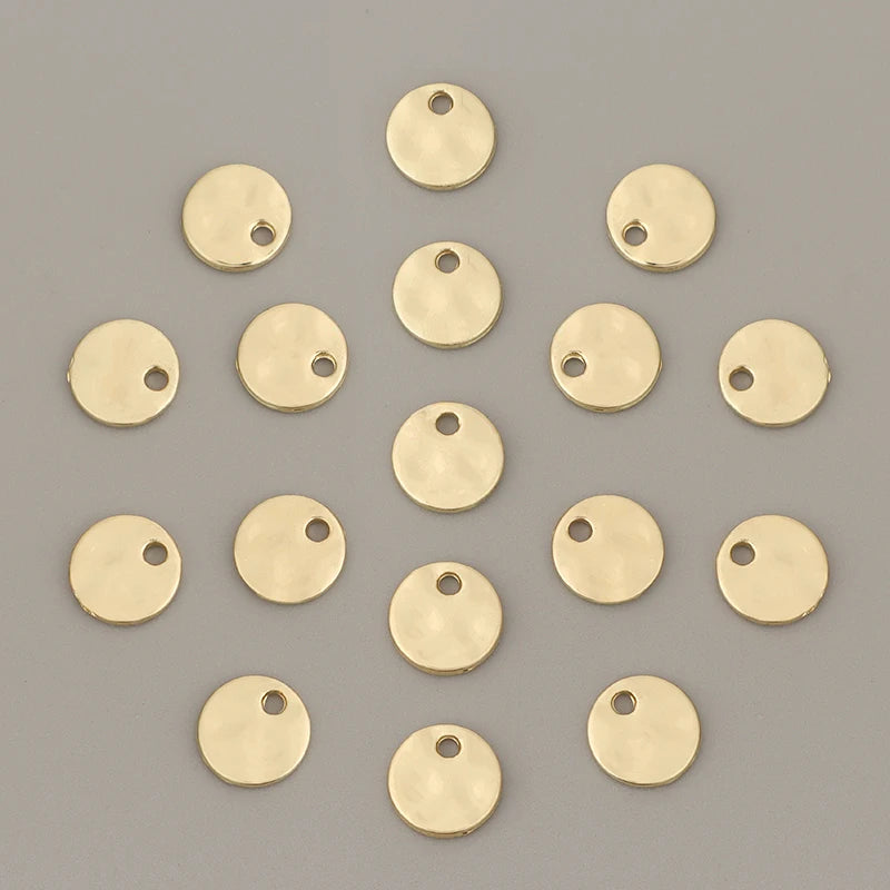 100pcs Hammered Disc Charms Pendants Beads for Jewelry Making 8mm