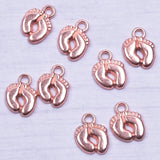 100pcs Golden Baby Foot Charm Pendants DIY Jewelry Making Supplies Alloy