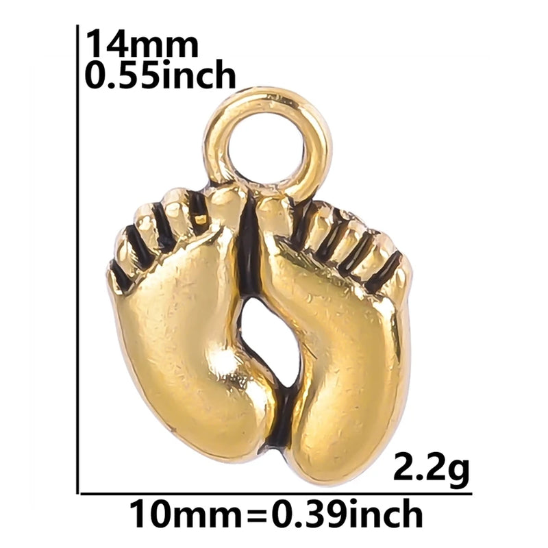 100pcs Golden Baby Foot Charm Pendants DIY Jewelry Making Supplies Alloy