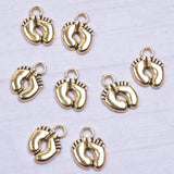 100pcs Golden Baby Foot Charm Pendants DIY Jewelry Making Supplies Alloy