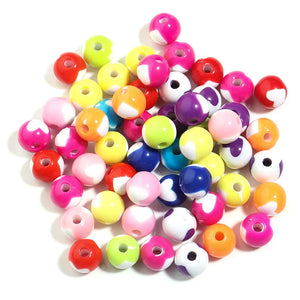 100pcs Love Heart Acrylic Round Beads for Jewelry Making DIY Bracelet Necklace