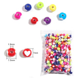 100pcs Love Heart Acrylic Round Beads for Jewelry Making DIY Bracelet Necklace