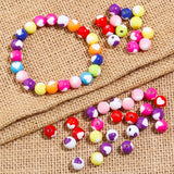 100pcs Love Heart Acrylic Round Beads for Jewelry Making DIY Bracelet Necklace