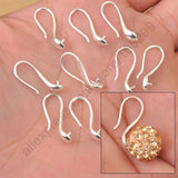100pcs 925 Sterling Silver Earring Hook Ear Wires Crystal Beads