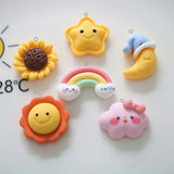 100pcs Resin Flatback Stars Clouds Rainbows Charms Pendant DIY Jewelry