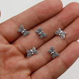 100pcs Pretty Dots Wing Butterfly Metal Beads Antique Silver