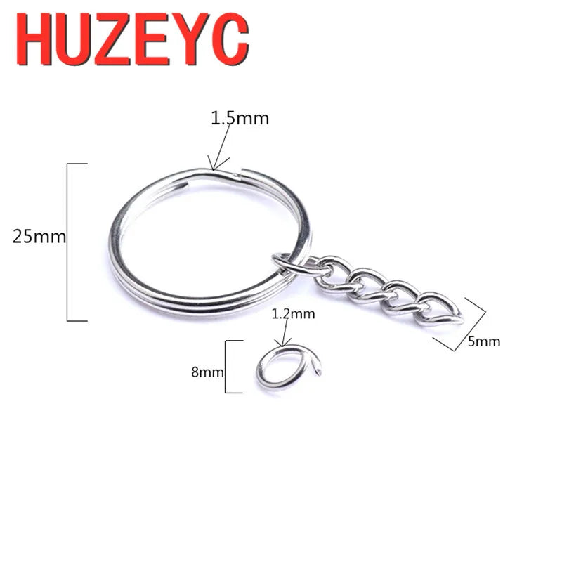 100pcs Stainless Steel Blank Keyring Split Ring Keyfob Key Holder Rings