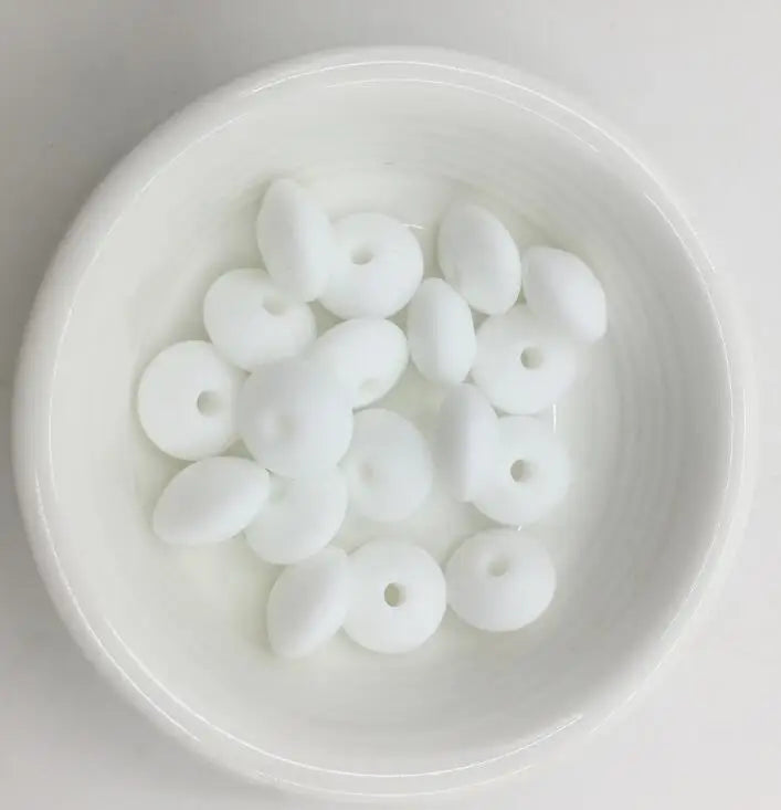 100pcs Silicone Lentil Beads 12mm Baby Toy Teether Necklace Bead Jewelry