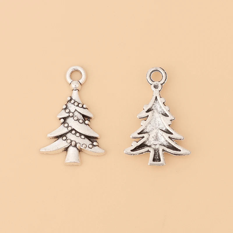 100pcs Tibetan Silver Christmas Tree Charms Pendants for Jewelry Making