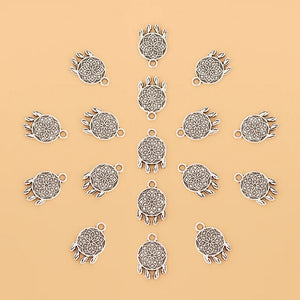 100pcs Tibetan Silver Dream Catcher Charms Pendants 2 Sided DIY Jewelry Making