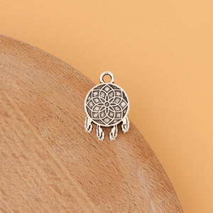100pcs Tibetan Silver Dream Catcher Charms Pendants 2 Sided DIY Jewelry Making