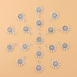 100pcs Tibetan Silver Sun Flower Charms Pendants for Jewelry Making
