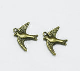 100pcs Antique Silver/Bronze Swallow Bird Pendant Charm DIY Jewelry Making