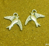 100pcs Antique Silver/Bronze Swallow Bird Pendant Charm DIY Jewelry Making
