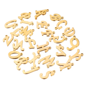100pcs Stainless Steel A-Z Letter Pendant Charm DIY Jewelry Making