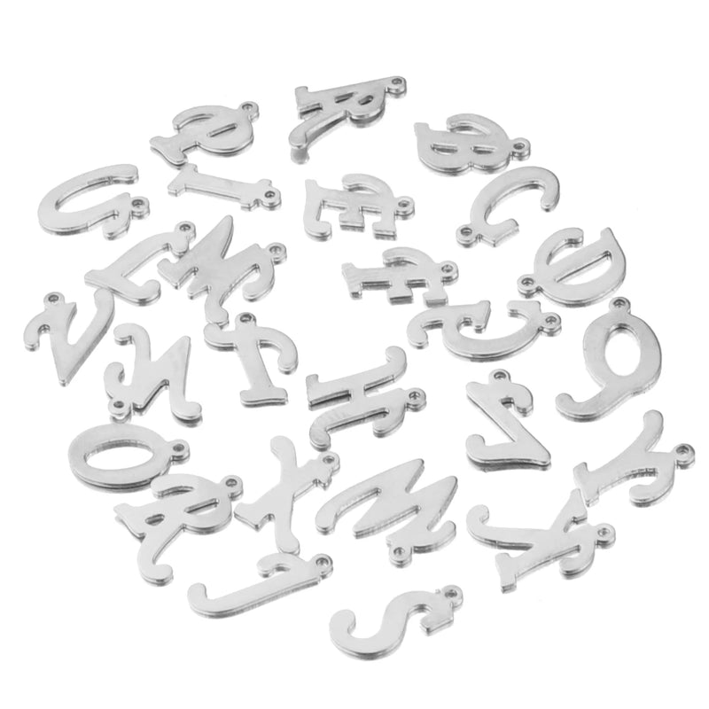 100pcs Stainless Steel A-Z Letter Pendant Charm DIY Jewelry Making