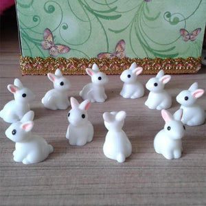 100pcs Rabbits Resin Bunny Ornament DIY Landscaping Fairy Decoration