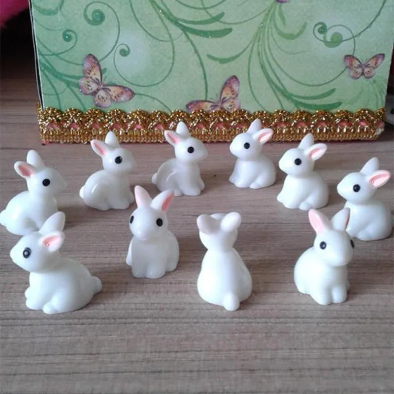 100pcs Rabbits Resin Bunny Ornament DIY Landscaping Fairy Decoration