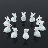 100pcs Rabbits Resin Bunny Ornament DIY Landscaping Fairy Decoration