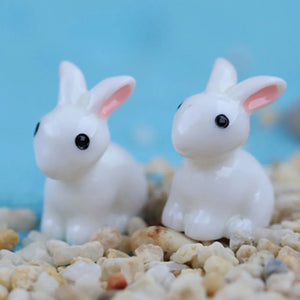 100pcs Rabbits Resin Bunny Ornament DIY Landscaping Fairy Decoration