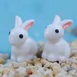 100pcs Rabbits Resin Bunny Ornament DIY Landscaping Fairy Decoration