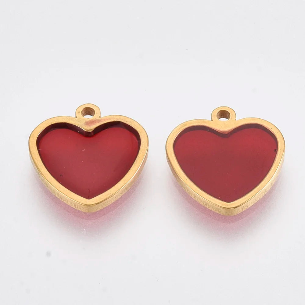 100pcs Heart Blank Tag Pendants for Necklace DIY Making, 12x12x1.5mm