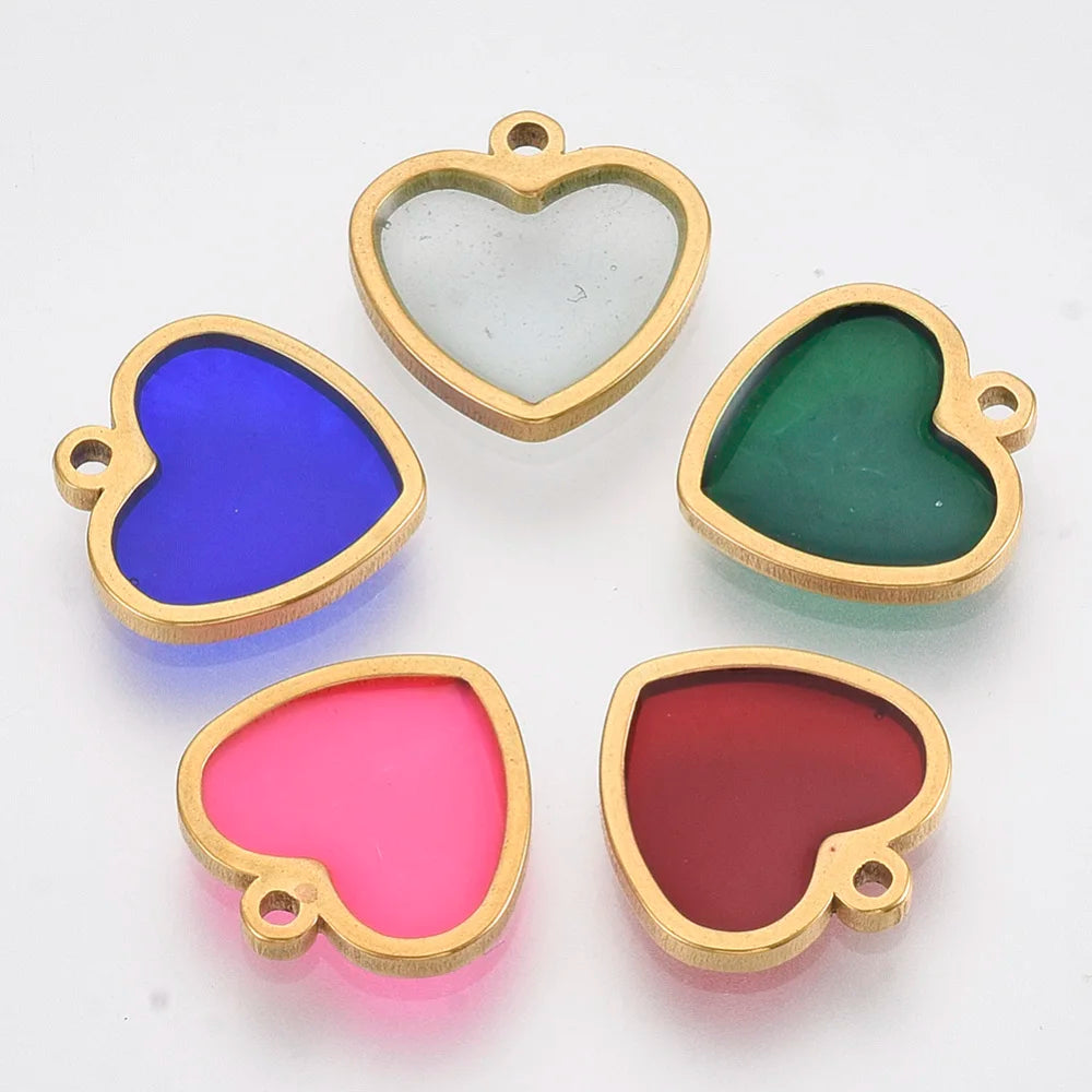100pcs Heart Blank Tag Pendants for Necklace DIY Making, 12x12x1.5mm
