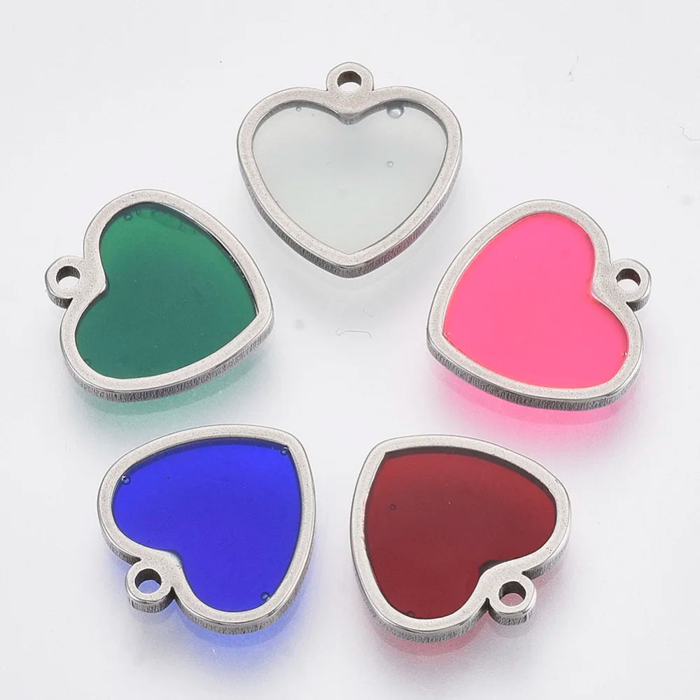 100pcs Heart Blank Tag Pendants for Necklace DIY Making, 12x12x1.5mm