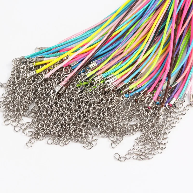 100pcs Mix 1.5mm Wax Cord Necklace for DIY Craft Jewelry