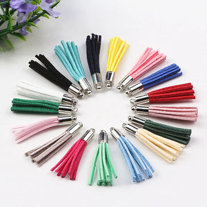100pcs Mix 35mm Suede Tassel Keychain Cellphone Charms DIY Accessories