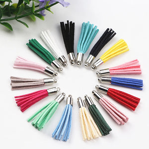 100pcs Mix 35mm Suede Tassel Keychain Cellphone Charms DIY Accessories