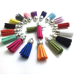 100pcs 38mm Leather Tassel Mix for Keychain Cellphone Jewelry Charms
