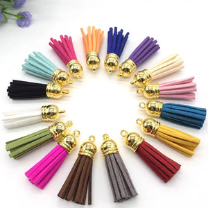 100pcs 38mm Leather Tassel Mix for Keychain Cellphone Jewelry Charms