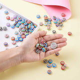 100pcs Resin Striped Large Hole Rondelle European Beads - 14x8~8.5mm
