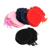 100pcs Mix-Color Round Velvet Drawstring Ring Jewelry Bag & Pouches