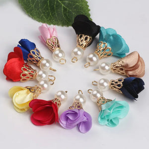 100pcs Mix Colors Flower Beads Cap Tassels For Earring Findings