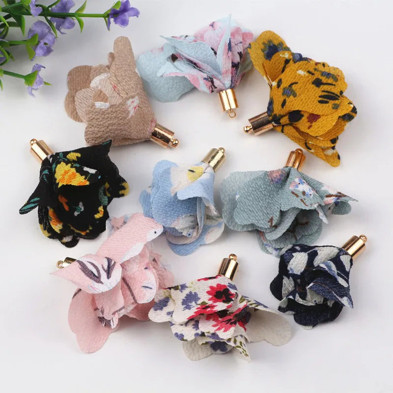 100pcs Mix Flower Tassel 42mm Jewelry Findings DIY Key Chain