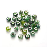 100pcs Mix Pattern Lampwork European Beads Large Hole Rondelle Beads
