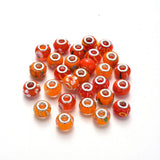 100pcs Mix Pattern Lampwork European Beads Large Hole Rondelle Beads