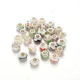 100pcs Mix Pattern Lampwork European Beads Large Hole Rondelle Beads