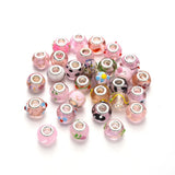100pcs Mix Pattern Lampwork European Beads Large Hole Rondelle Beads