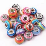 100pcs Rainbow Acrylic Beads 14mm Big Hole Charms for Bracelet DIY