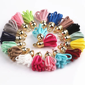 100pcs Mixed 28mm Small Suede Tassels Caps DIY Charms