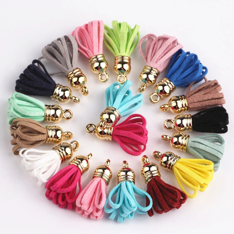 100pcs Mixed 28mm Small Suede Tassels Caps DIY Charms