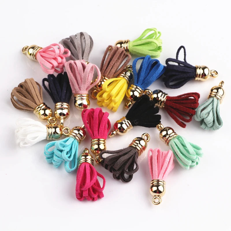 100pcs Mixed 28mm Small Suede Tassels Caps DIY Charms