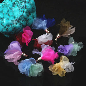 100pcs Mixed 32mm Satin Flower Tassels Earring Findings DIY Jewelry Making